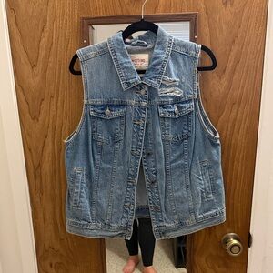 Mossimo Supply Co. Light Blue Distressed Denim Vest Jacket